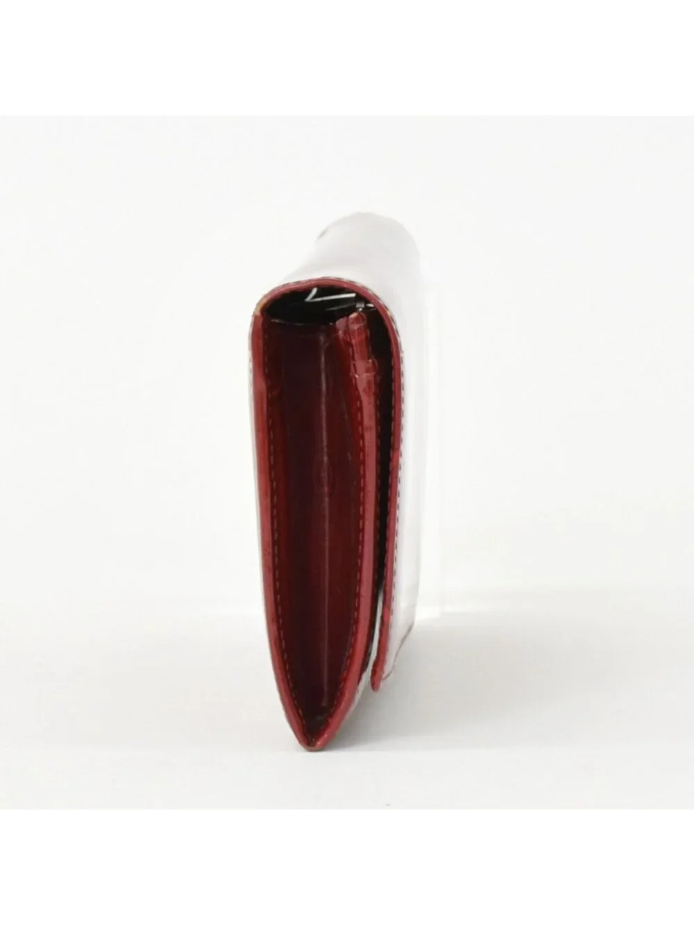 Cartier Wallet Double C Bordeaux Patent Leather Silver